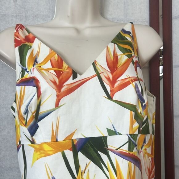 KAREN MILLEN BIRD OF PARADISE PRINT FIT & FLARE  DRESS US 8 UK12 EU40 - Picture 4 of 10